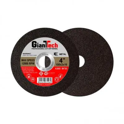 ใบตัดเหล็ก 4 นิ้ว GIANTTECH รุ่น A36SBF30 ขนาด 100 x 2.0 x 16 มม.