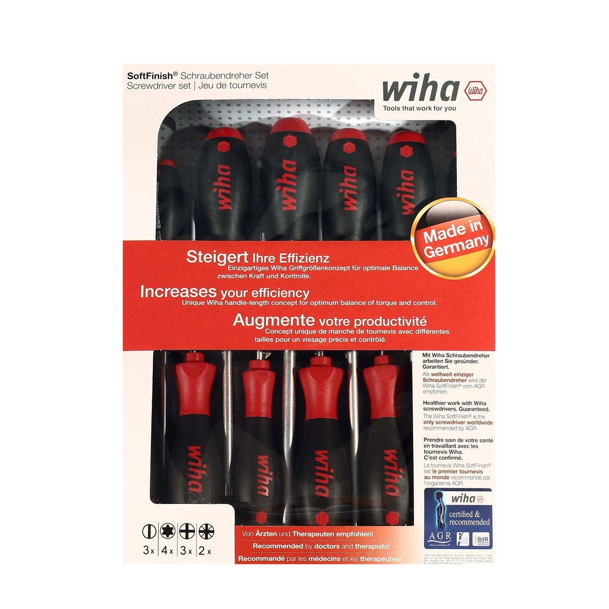 WIHA ชุดไขควง SoftFinish แบบผสม 12 ชิ้น รุ่น 302HK12 รหัส 41002 (วีฮ่า)
