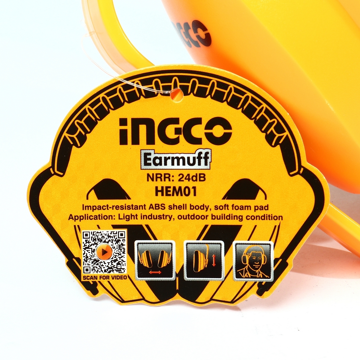 ที่ครอบหูลดเสียง อิงโก (INGCO) รุ่น HEM01 ใช้วัสดุ ABS มีแผ่นโฟม ทนต่อแรงกระแทก และค่าการลดเสียง(NRR) 24 เดซิเบล(dB)