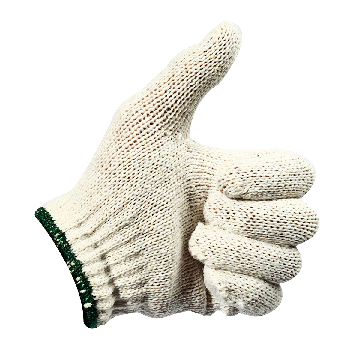 KT-N ถุงมือผ้า ถุงมือผ้าทอ ถุงมือผ้าฝ้าย สีขาว-ขอบเขียว น้ำหนัก 500 กรัม / 5 ขีด เหมาะสำหรับใช้กับงานทั่วไป ป้องกันอาการบาดเจ็บ (บรรจุ : 1 โหล/12 คู่) (เคที-เอ็น)