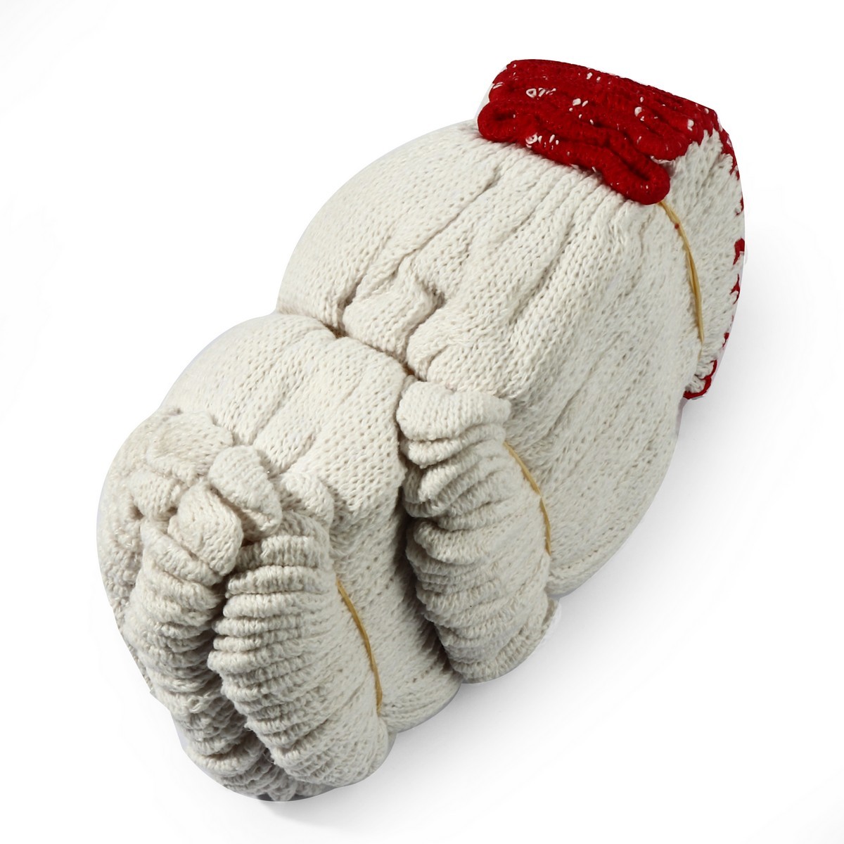 KT-N ถุงมือผ้า ถุงมือผ้าทอ ถุงมือผ้าฝ้าย สีขาว-ขอบแดง น้ำหนัก 400 กรัม / 4 ขีด เหมาะสำหรับใช้กับงานทั่วไป ป้องกันอาการบาดเจ็บ (บรรจุ : 1 โหล/12 คู่) (เคที-เอ็น)