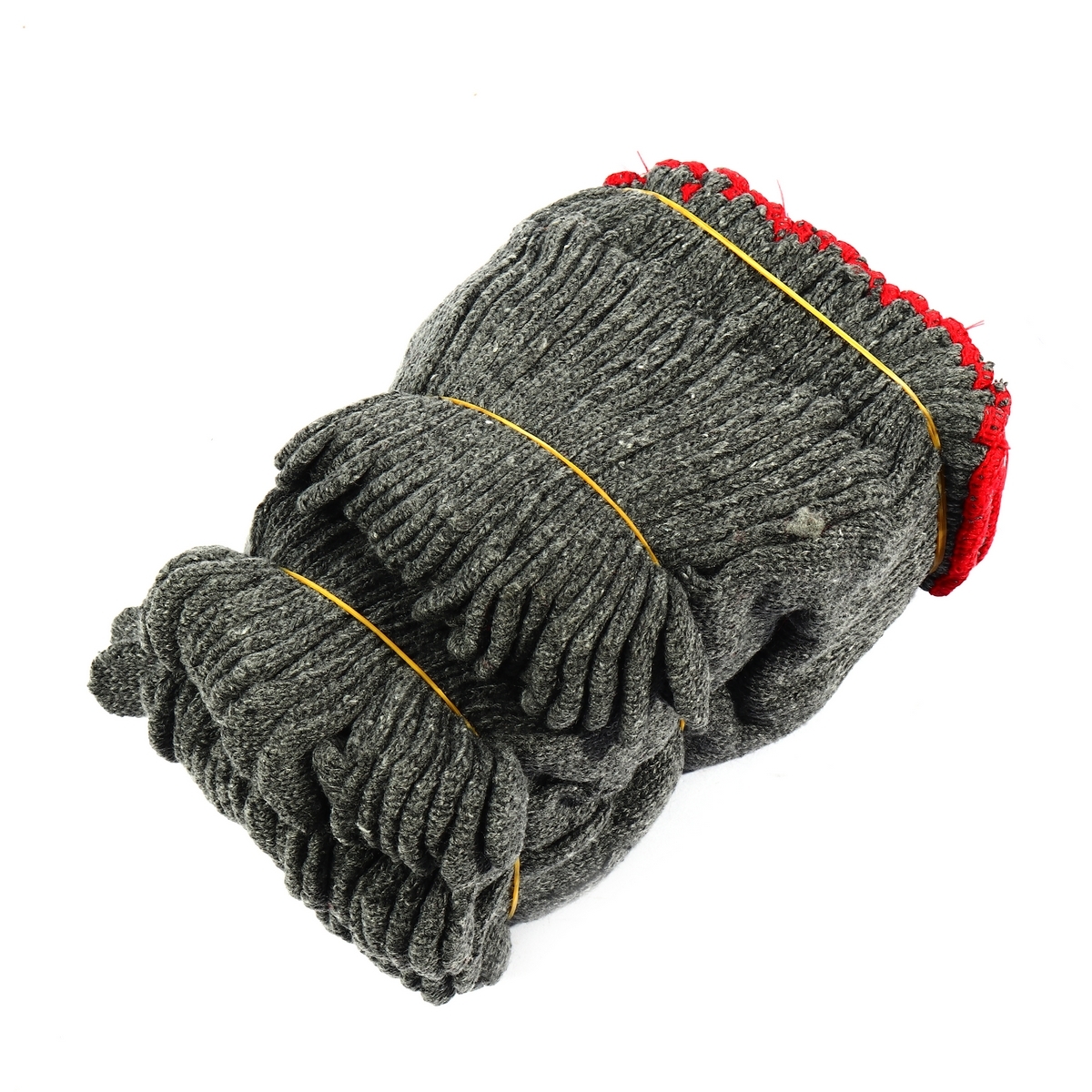 KT-N ถุงมือผ้า ถุงมือผ้าทอ ถุงมือผ้าฝ้าย สีเทา-ขอบแดง ไร้ตะเข็บ 700 กรัม (7 ขีด) เหมาะสำหรับใช้กับงานทั่วไป ป้องกันอาการบาดเจ็บ บรรจุ 12 คู่ (เคที-เอ็น)