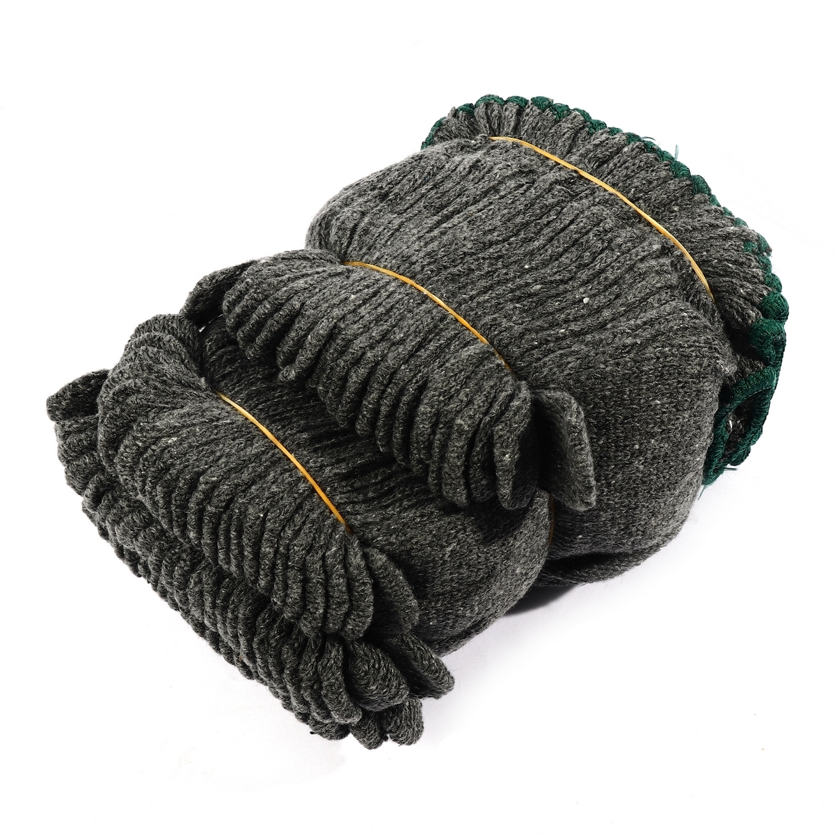 KT-N ถุงมือผ้า ถุงมือผ้าทอ ถุงมือผ้าฝ้าย สีเทา-ขอบเขียว ไร้ตะเข็บ 500 กรัม (5 ขีด) เหมาะสำหรับใช้กับงานทั่วไป ป้องกันอาการบาดเจ็บ บรรจุ 12 คู่ (เคที-เอ็น)