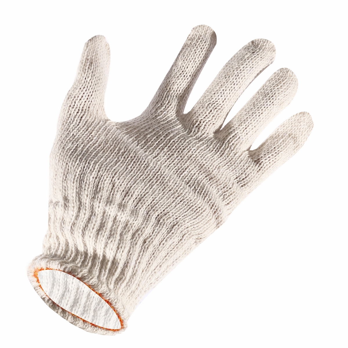 KT-N ถุงมือผ้า สีขาว-ขอบส้ม แบบข้อยาว 4 นิ้ว น้ำหนัก 700 กรัม เหมาะสำหรับใช้กับงานทั่วไป บรรจุ 12 คู่/โหล (เคที-เอ็น)