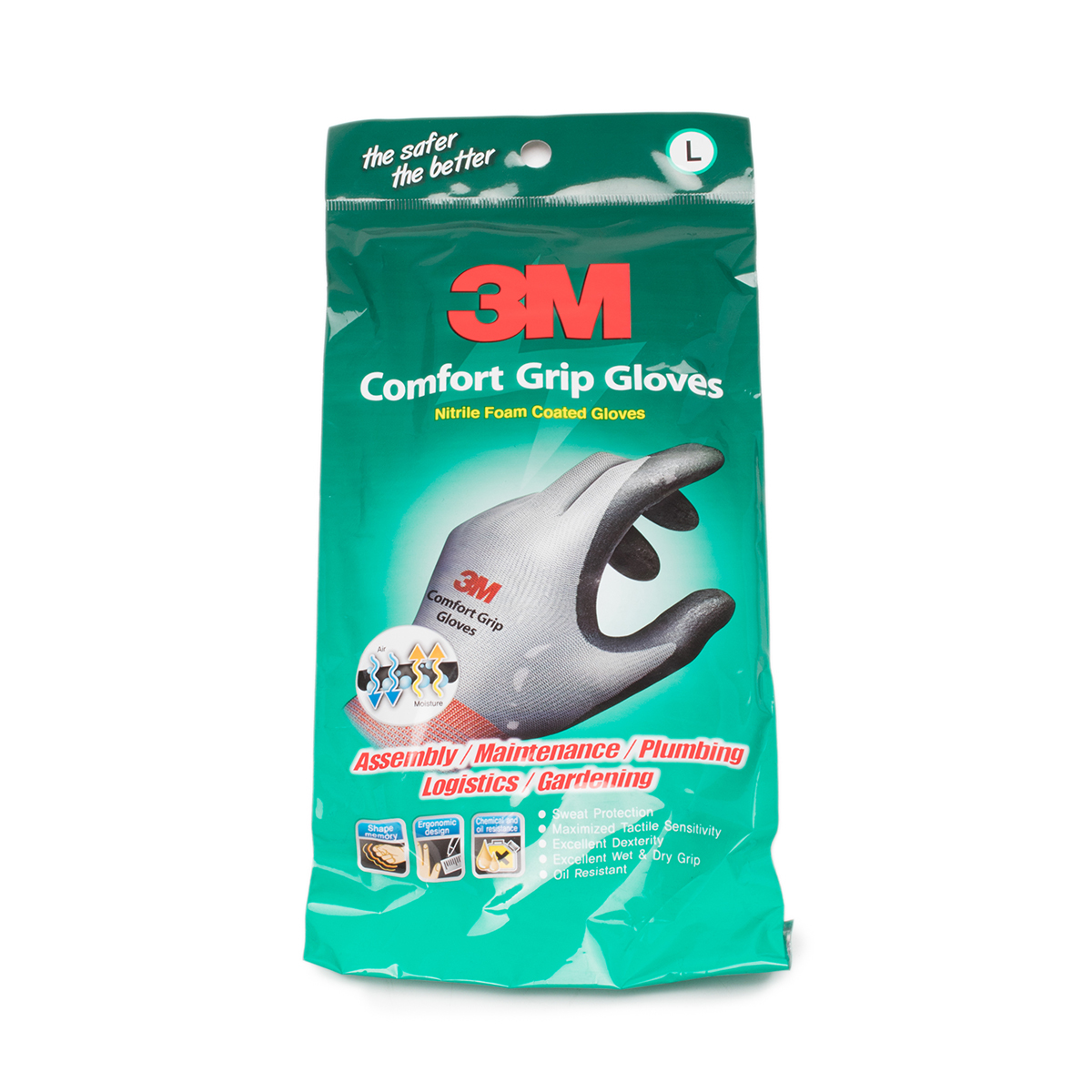 3M ถุงมือไนลอนอเนกประสงค์ ไซส์ L สีเทา ผลิตจากยาง Nitrile เคลือบด้วยโฟม Microporous ระบายอากาศได้ดี ทนทาน