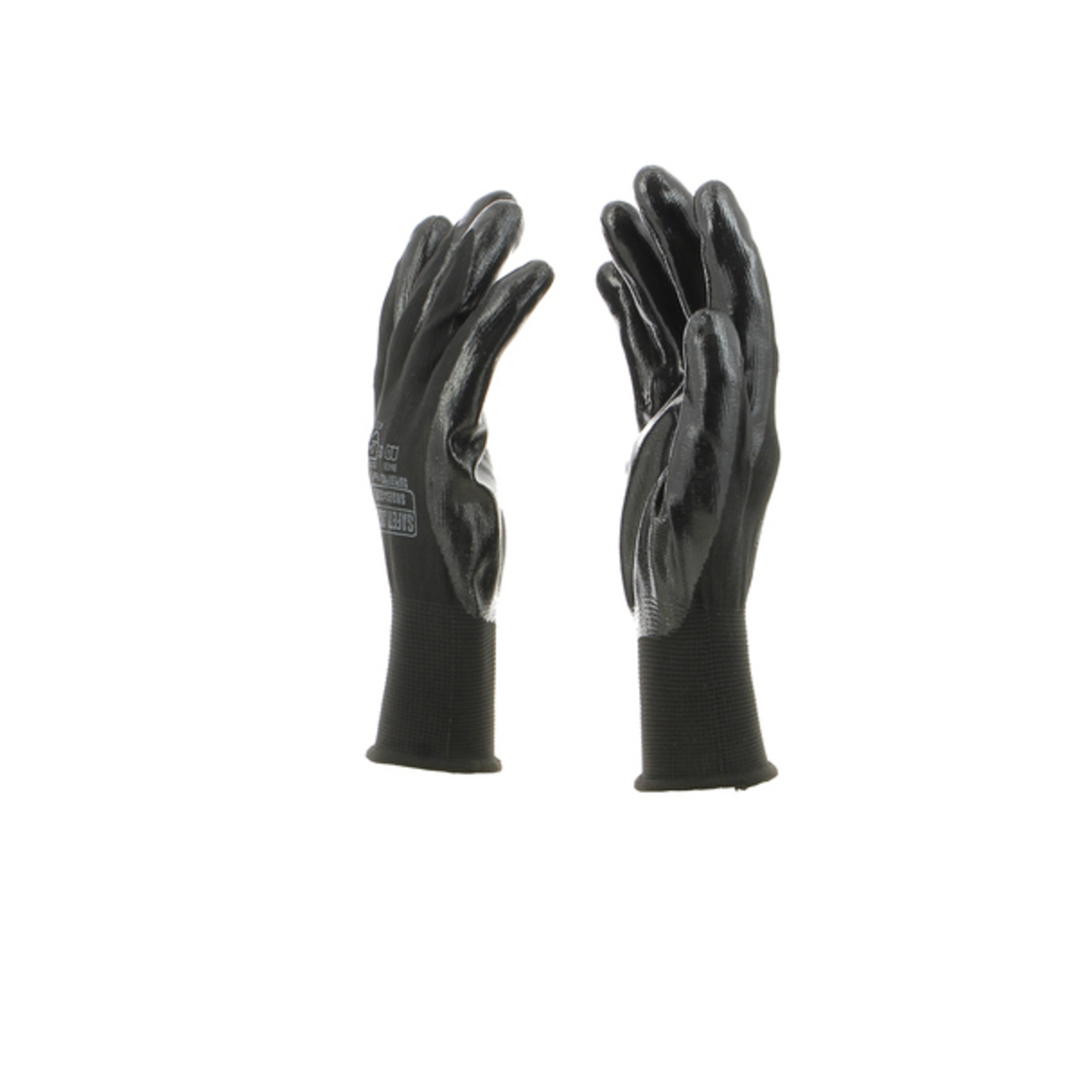 JOGGER ถุงมือเซฟตี้ ขนาด 8 ซม. สีดำ รุ่น SUPERPRO ชุบไนไตรสีดำ ระบายอากาศดี (จ็อกเกอร์)