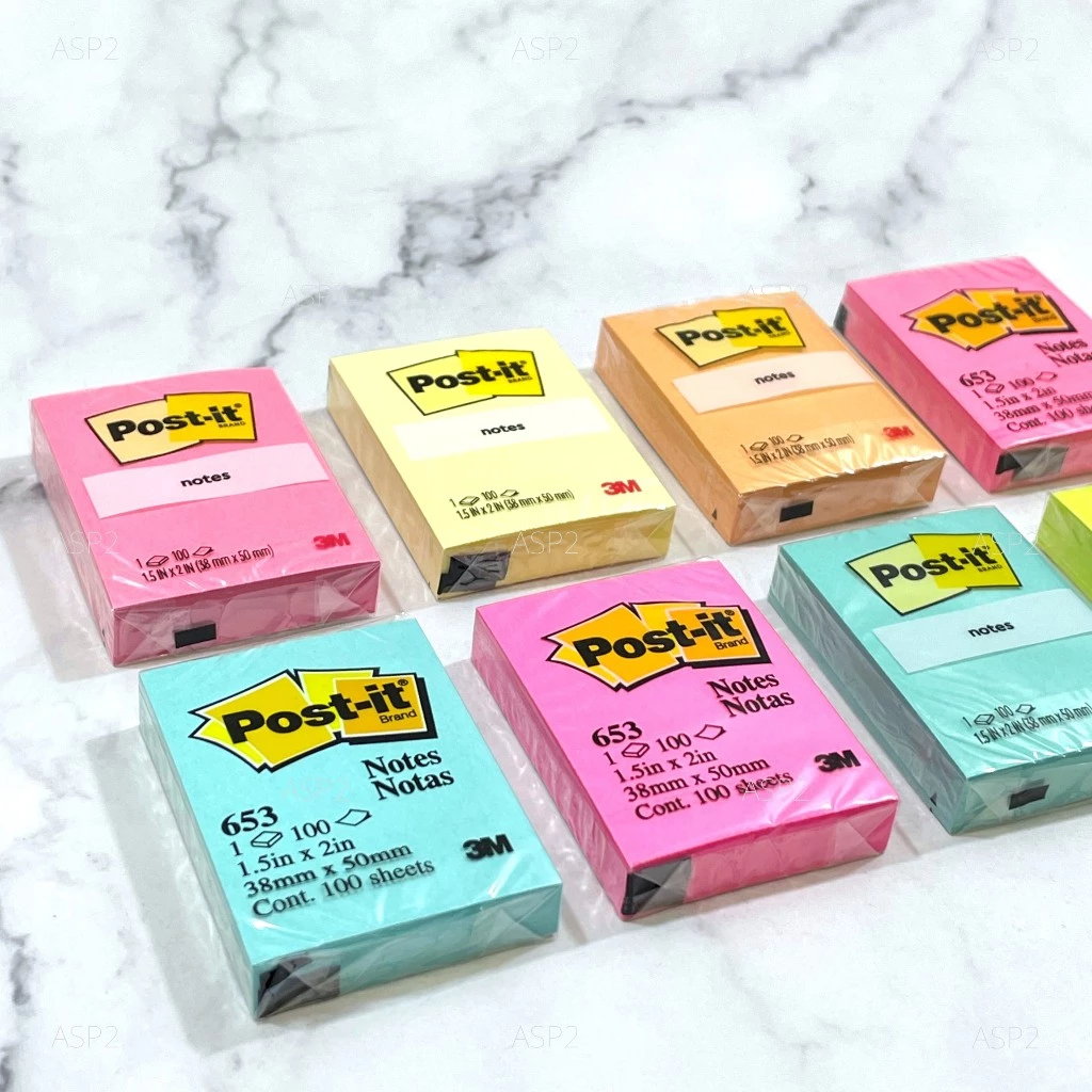 โพสต์-อิท โน้ต Post-it Notes 3M รุ่น 653 ขนาด 1.5 x 2 นิ้ว (1 เล่ม)