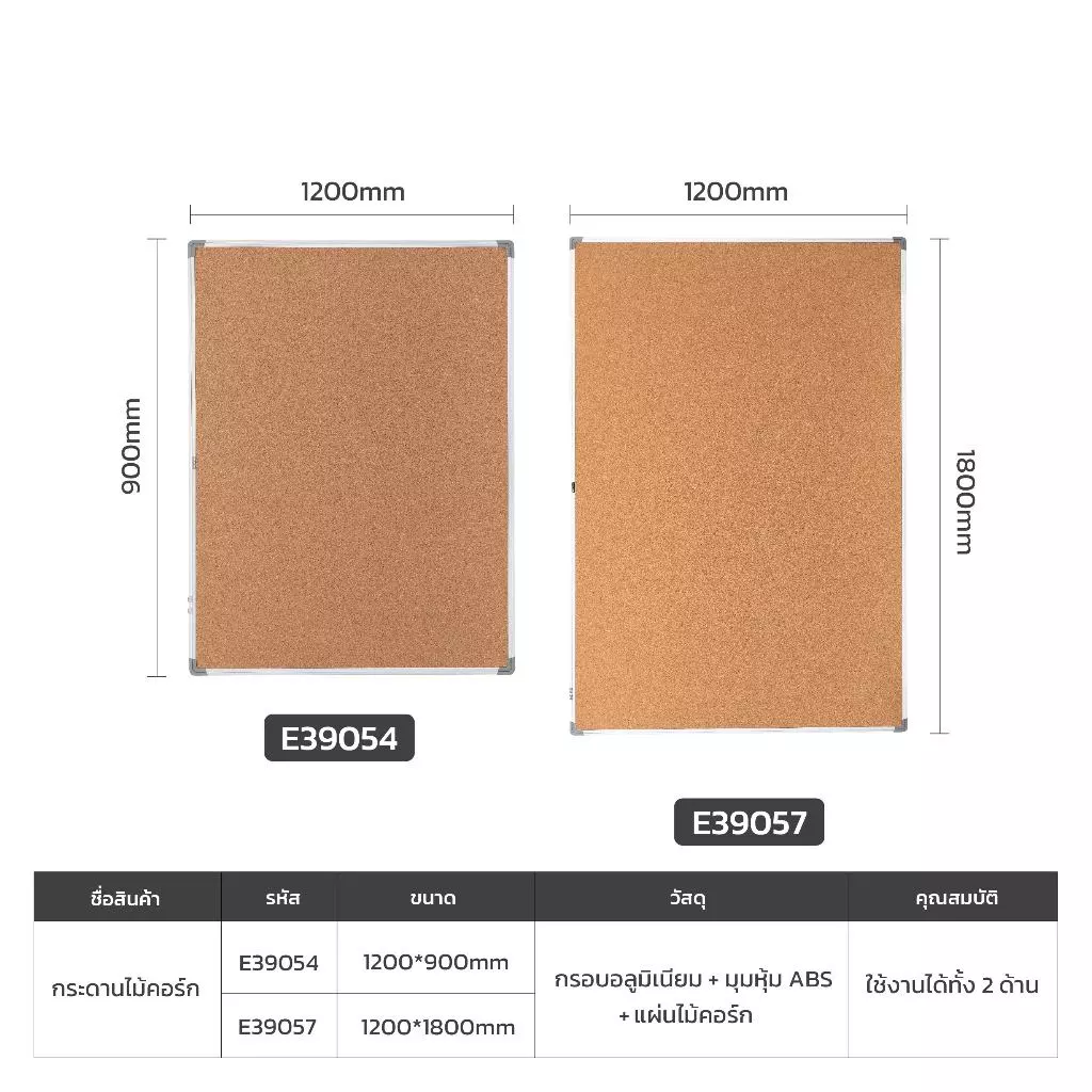 กระดานไม้ก๊อก บอร์ดติดรูป กระดานปักหมุด 45x60 60x90 90x120cm. ใช้ติดประกาศ สื่อการเรียน warmhouses