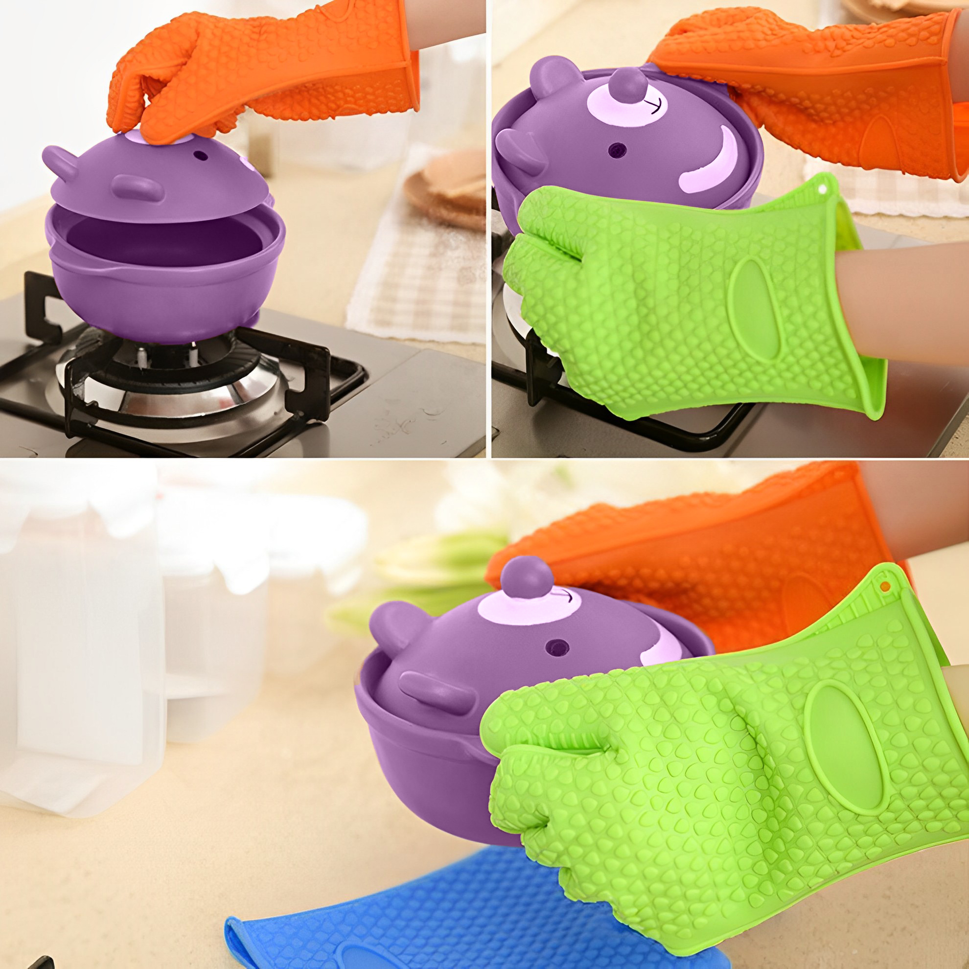 ถุงมือกันความร้อน ซิลิโคน แบบใส่ 5 นิ้ว ยาว 26 ซม.