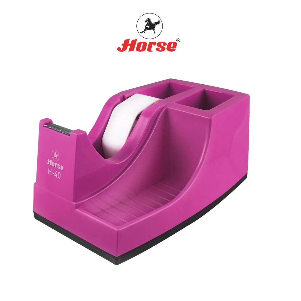 HORSE (ตราม้า) แท่นตัดเทป H-40 ตราม้า มีช่องไว้ใส่เครื่องเขียน (จำนวน 1 อัน/คละสี)