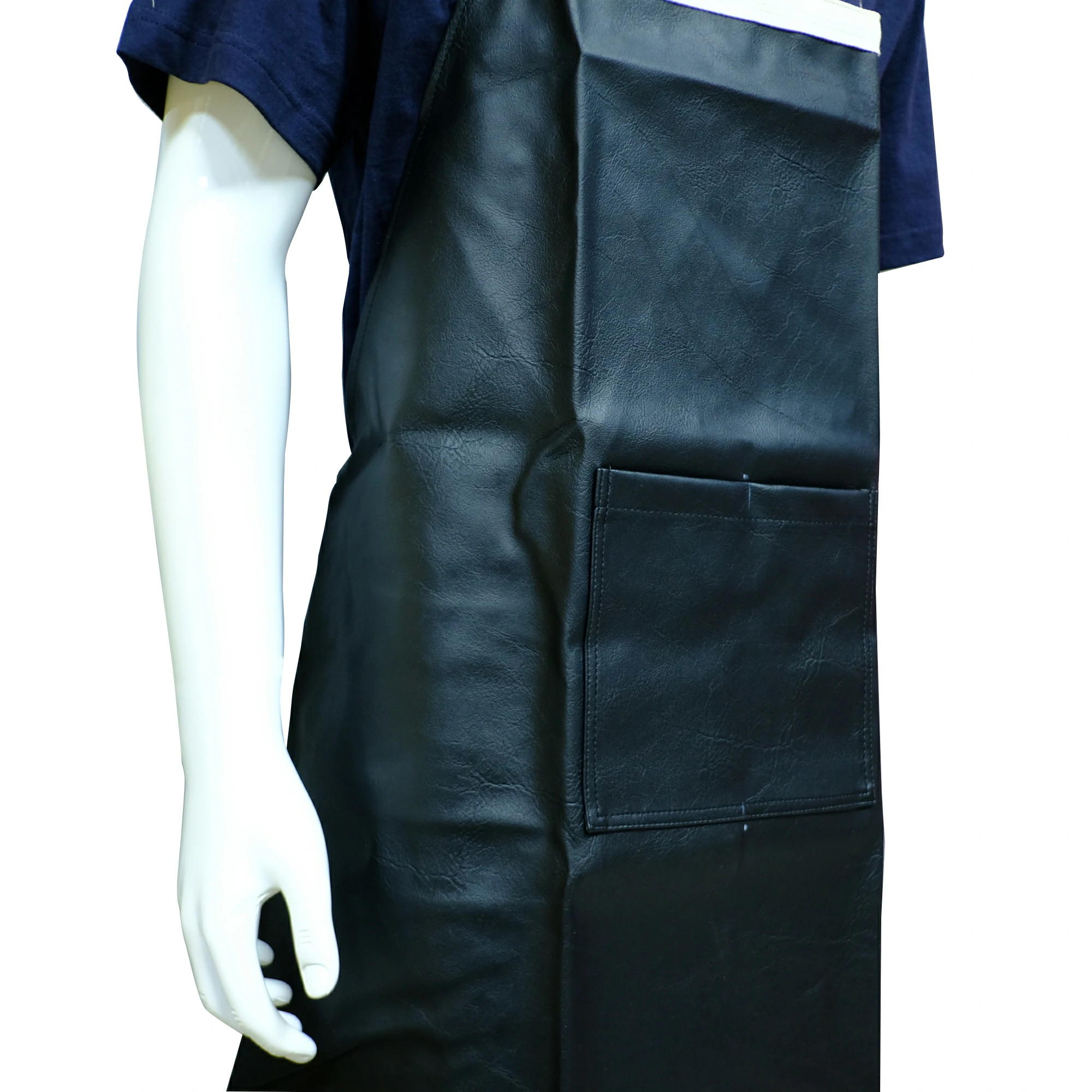 ผ้ากันเปื้อน  PVC สีดำ สายCotton