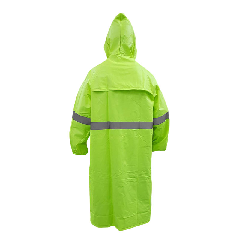 เสื้อโค้ทกันฝน สีเขียวมะนาว+แถบสะท้อนแสงแบบรีดร้อน
