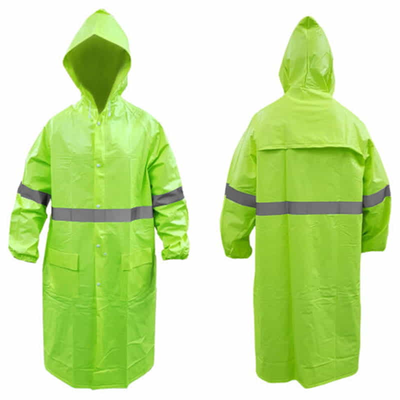 เสื้อโค้ทกันฝน สีเขียวมะนาว+แถบสะท้อนแสงแบบรีดร้อน