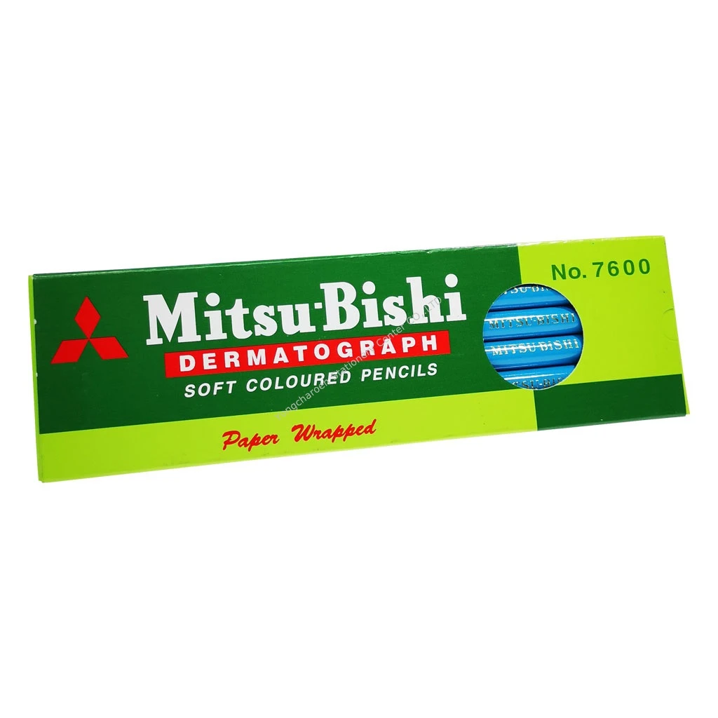 Mitsu-Bishi ดินสอเขียนกระจก สีฟ้า No.7600 (แพ็ค12แท่ง)