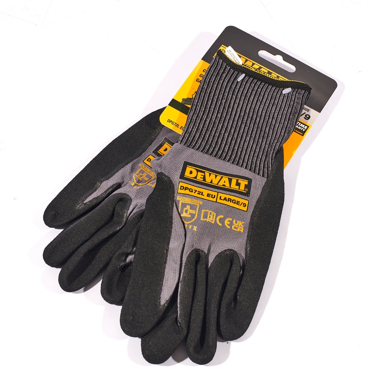 DEWALT ถุงมือทำงานแบบยึดจับทนทานสูงยืดหยุ่นได้ ไซส์ L , M  รุ่น DPG72M  DPG72L ผ้าระบายอากาศ ต้านทานน้ำมันและน้ำ (ดีวอลท์)