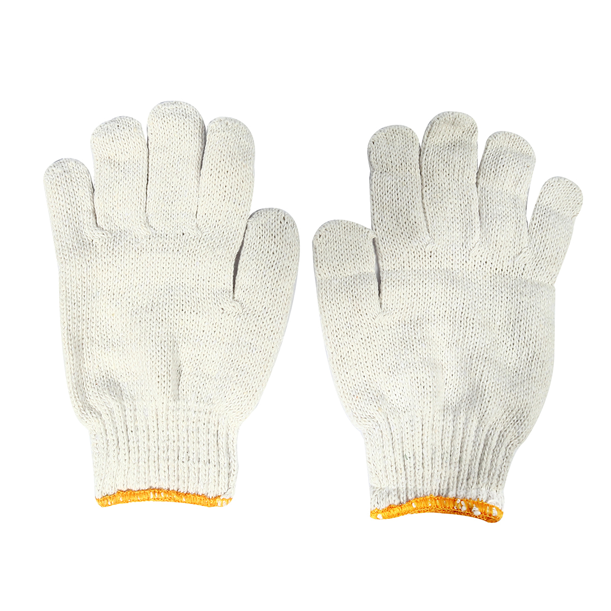 KT-N ถุงมือผ้า ถุงมือผ้าทอ ถุงมือผ้าฝ้าย สีขาว-ขอบส้ม น้ำหนัก 700 กรัม / 7 ขีด เหมาะสำหรับใช้กับงานทั่วไป ป้องกันอาการบาดเจ็บ (บรรจุ : 1 โหล/12 คู่) (เคที-เอ็น)