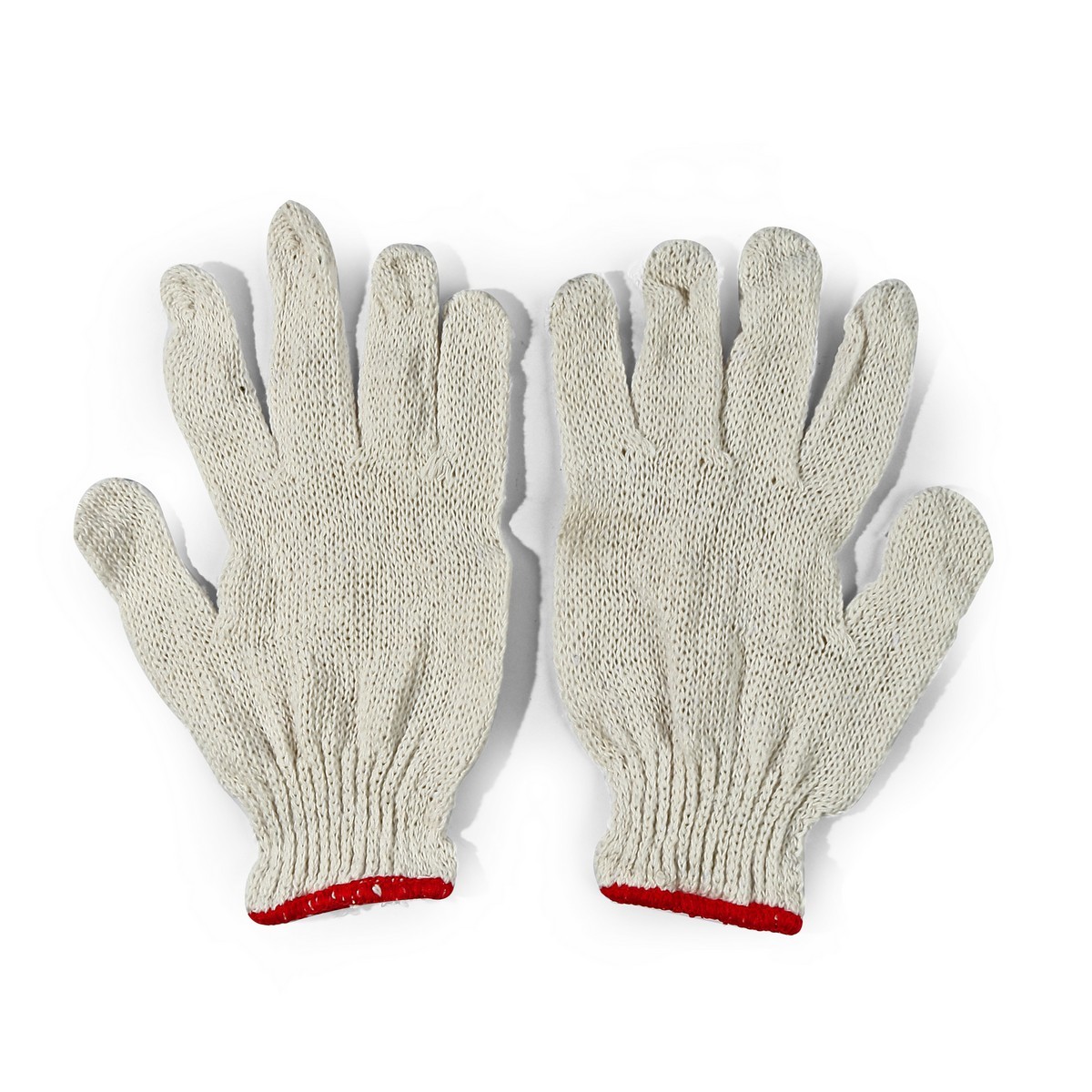 KT-N ถุงมือผ้า ถุงมือผ้าทอ ถุงมือผ้าฝ้าย สีขาว-ขอบแดง น้ำหนัก 400 กรัม / 4 ขีด เหมาะสำหรับใช้กับงานทั่วไป ป้องกันอาการบาดเจ็บ (บรรจุ : 1 โหล/12 คู่) (เคที-เอ็น)