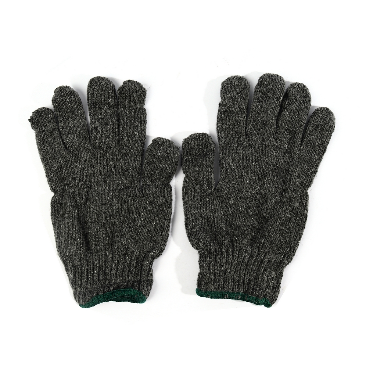 KT-N ถุงมือผ้า ถุงมือผ้าทอ ถุงมือผ้าฝ้าย สีเทา-ขอบเขียว ไร้ตะเข็บ 500 กรัม (5 ขีด) เหมาะสำหรับใช้กับงานทั่วไป ป้องกันอาการบาดเจ็บ บรรจุ 12 คู่ (เคที-เอ็น)