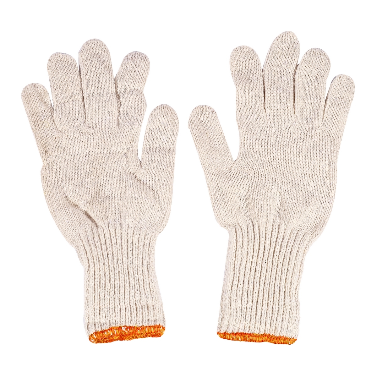 KT-N ถุงมือผ้า สีขาว-ขอบส้ม แบบข้อยาว 4 นิ้ว น้ำหนัก 700 กรัม เหมาะสำหรับใช้กับงานทั่วไป บรรจุ 12 คู่/โหล (เคที-เอ็น)