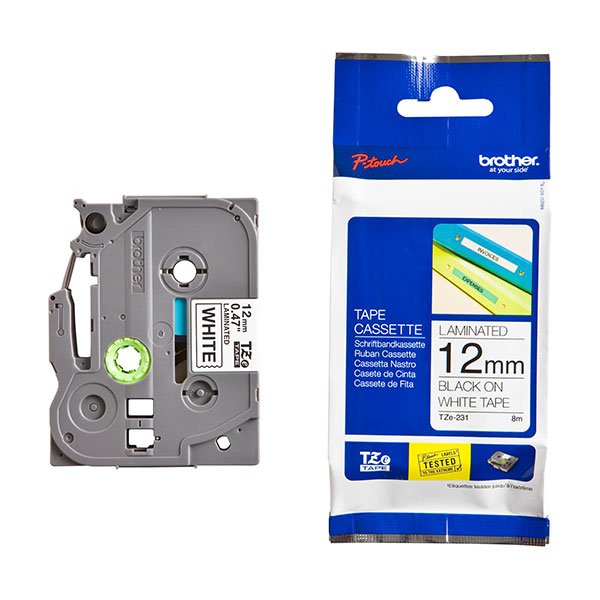 เทปพิมพ์อักษร Brother TZE-231 (12 มม.) ดำพื้นขาว